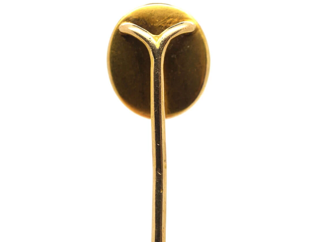 Victorian 15ct Gold Oval Tie Pin Set With Onyx & Rose Diamonds 6 Victorian 15ct Gold Oval Tie Pin Set With Onyx & Rose Diamonds - Image 4