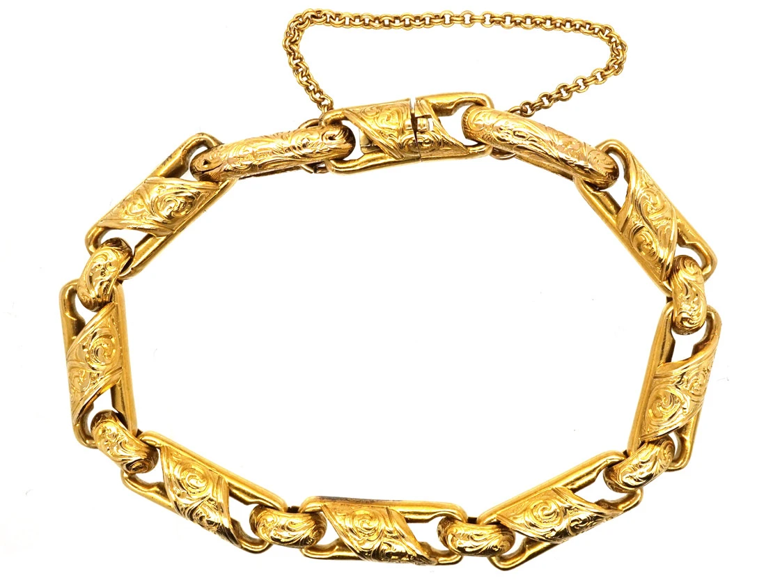 Early Victorian 15ct Gold Engraved Bracelet 3 Early Victorian 15ct Gold Engraved Bracelet