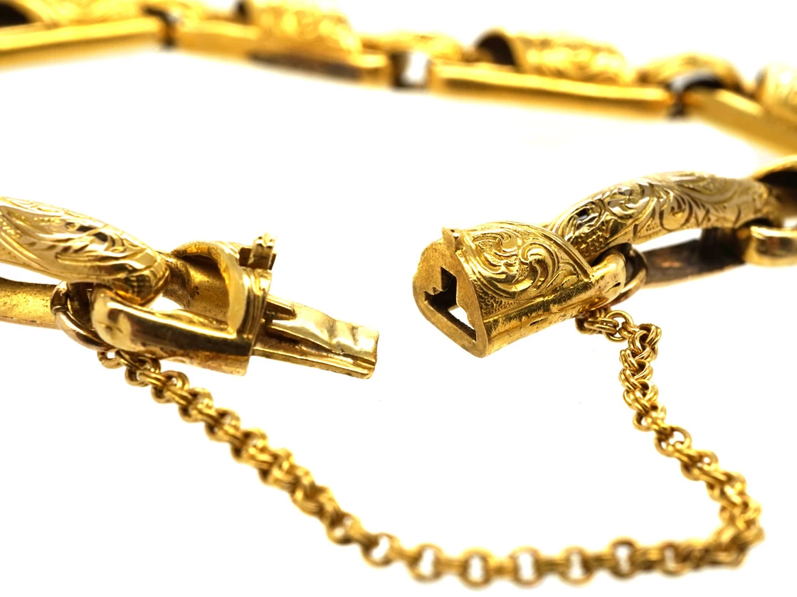 Early Victorian 15ct Gold Engraved Bracelet 5 Early Victorian 15ct Gold Engraved Bracelet - Image 3