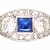 Early 20th Century Platinum, Square Cut Sapphire & Diamond Ring -Antique Jewellery Company DSC06162 scaled 1