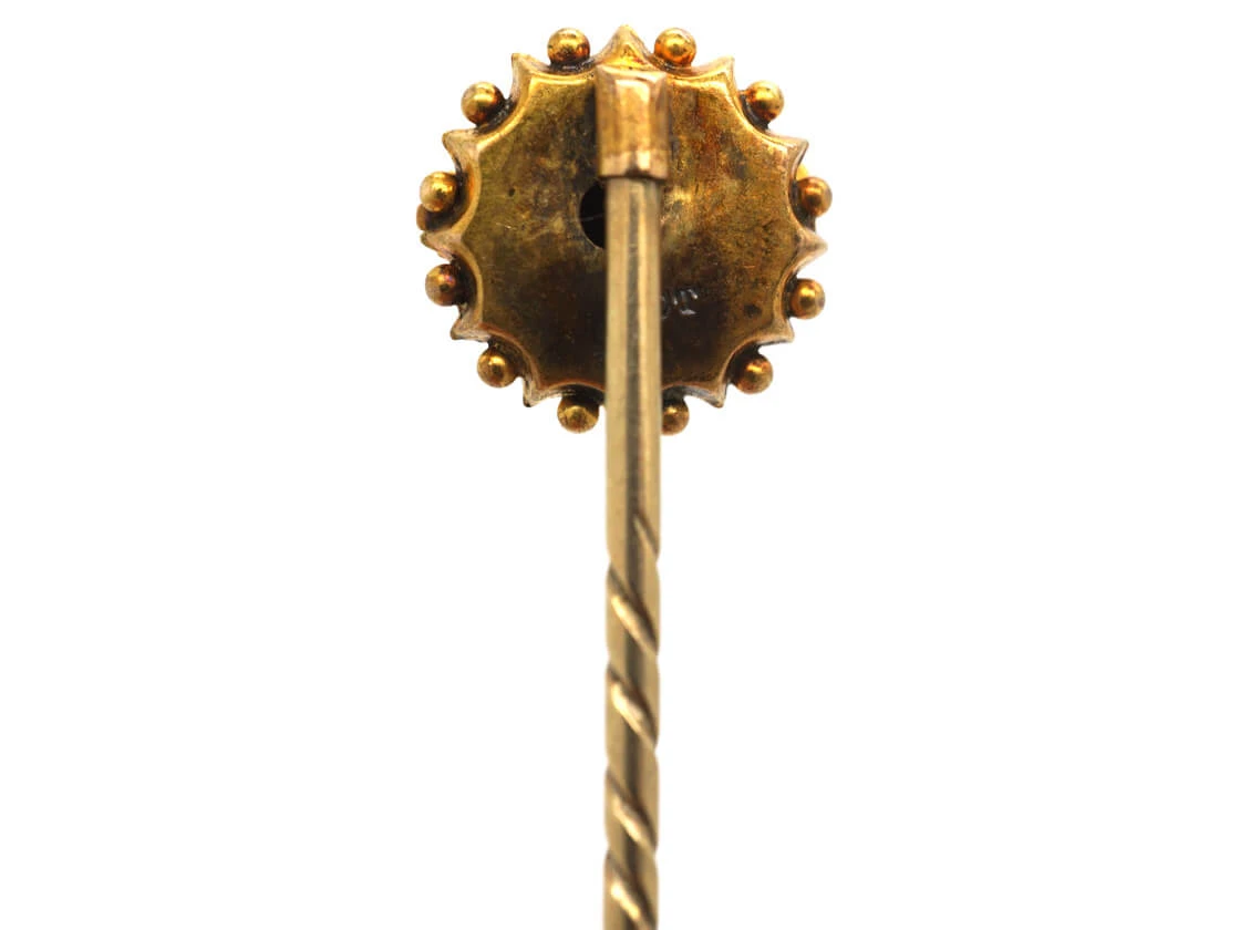 Victorian 15ct Gold Heart & Flowers Tie Pin Set With A Rose Diamond 7 Victorian 15ct Gold Heart & Flowers Tie Pin Set With A Rose Diamond - Image 5