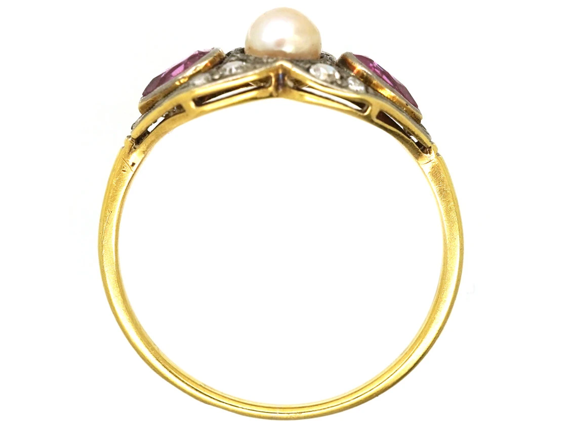 Edwardian 18ct Gold, Platinum, Pink Sapphire & Diamond Ring 8 Edwardian 18ct Gold, Platinum, Pink Sapphire & Diamond Ring - Image 6