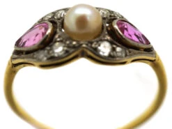 Edwardian 18ct Gold, Platinum, Pink Sapphire & Diamond Ring 13 Edwardian 18ct Gold, Platinum, Pink Sapphire & Diamond Ring -Antique Jewellery Company DSC06195