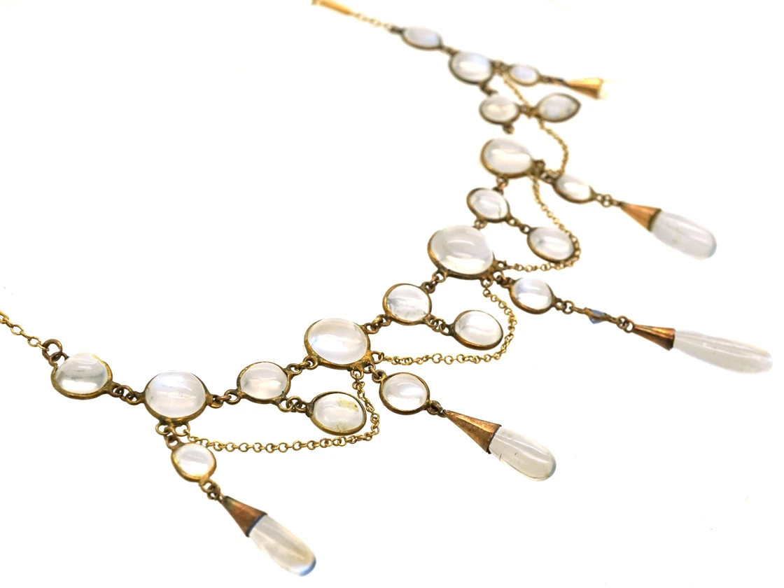 Edwardian 15ct Gold, Moonstone & Sapphire Necklace 5 Edwardian 15ct Gold, Moonstone & Sapphire Necklace - Image 3