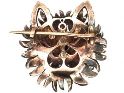 Victorian Dog’s Head Brooch Set With Diamonds With Enamel Tongue & Glass Eyes -Antique Jewellery Company DSC06216
