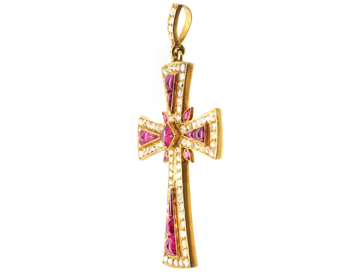 Late 19th Century French Import 18ct Gold Ruby & Diamond Cross 5 Late 19th Century French Import 18ct Gold Ruby & Diamond Cross - Image 3