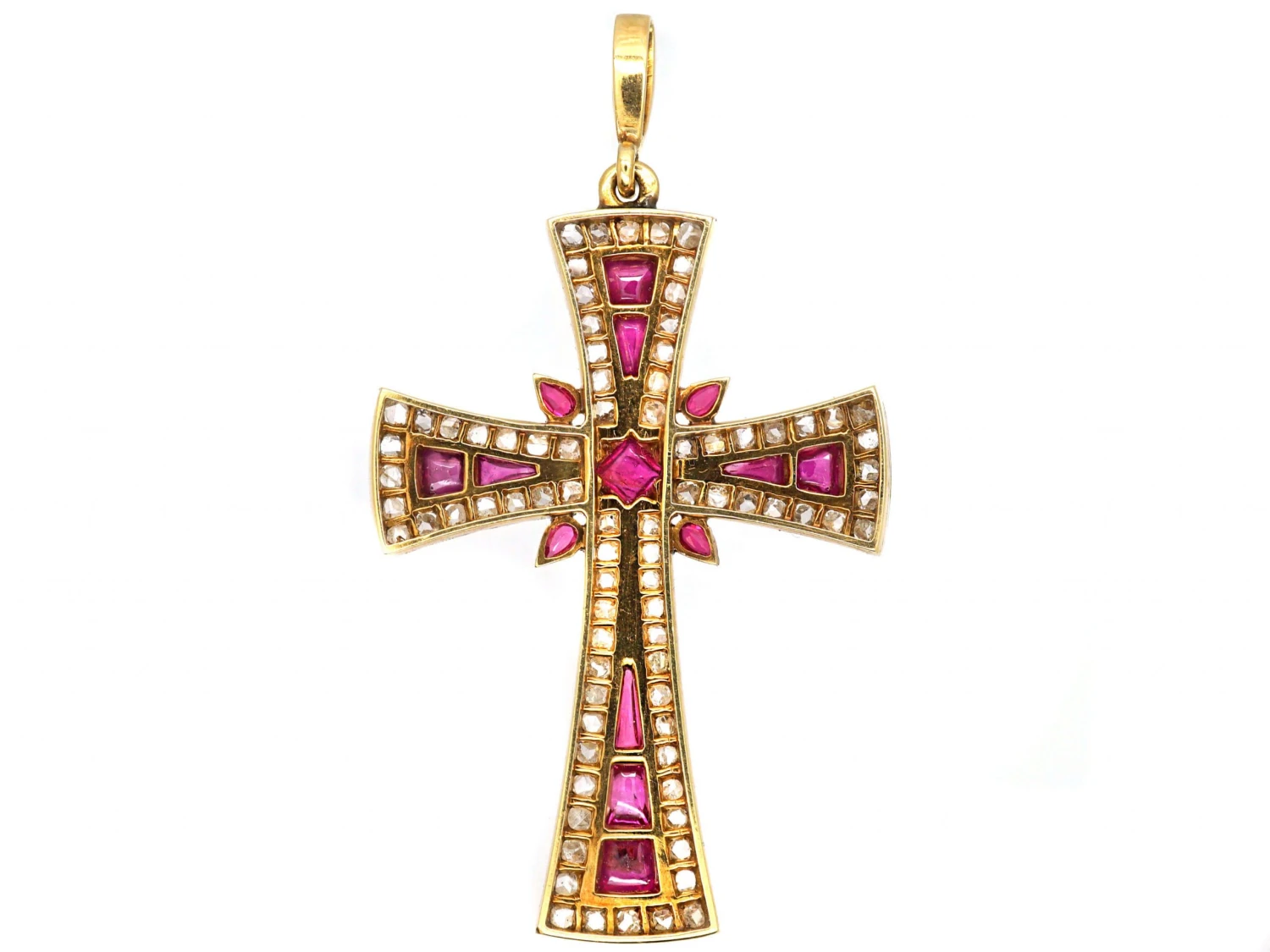 Late 19th Century French Import 18ct Gold Ruby & Diamond Cross 4 Late 19th Century French Import 18ct Gold Ruby & Diamond Cross - Image 2