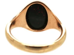 9ct Gold & Oval Bloodstone Signet Ring -Antique Jewellery Company DSC06267