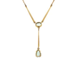 Art Deco 9ct Gold & Aquamarine Necklace 5 Art Deco 9ct Gold & Aquamarine Necklace -Antique Jewellery Company DSC06286