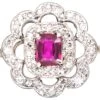 Edwardian Platinum, Ruby & Diamond Cluster Ring 1 Edwardian Platinum, Ruby & Diamond Cluster Ring -Antique Jewellery Company DSC06302 scaled 1