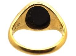 Edwardian 18ct Gold Signet Ring Set With Banded Onyx With Intaglio Of A Crowned Duke -Antique Jewellery Company DSC06303 1