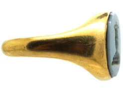 Edwardian 18ct Gold Signet Ring Set With Banded Onyx With Intaglio Of A Crowned Duke -Antique Jewellery Company DSC06307 1