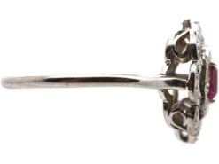 Edwardian Platinum, Ruby & Diamond Cluster Ring -Antique Jewellery Company DSC06311 scaled 1