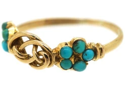Late Georgian 15ct Gold Forget Me Not & Gold Knot Ring -Antique Jewellery Company DSC06312