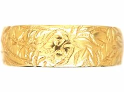 Vintage 18ct Gold Wedding Ring With Ivy Leaf Motif