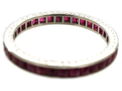 Art Deco 18ct White Gold French Cut Ruby Eternity Ring -Antique Jewellery Company DSC06321 1