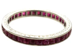 Art Deco 18ct White Gold French Cut Ruby Eternity Ring -Antique Jewellery Company DSC06324