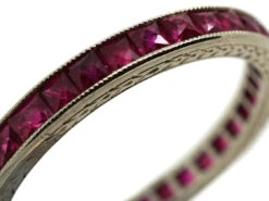 Art Deco 18ct White Gold French Cut Ruby Eternity Ring -Antique Jewellery Company DSC06329
