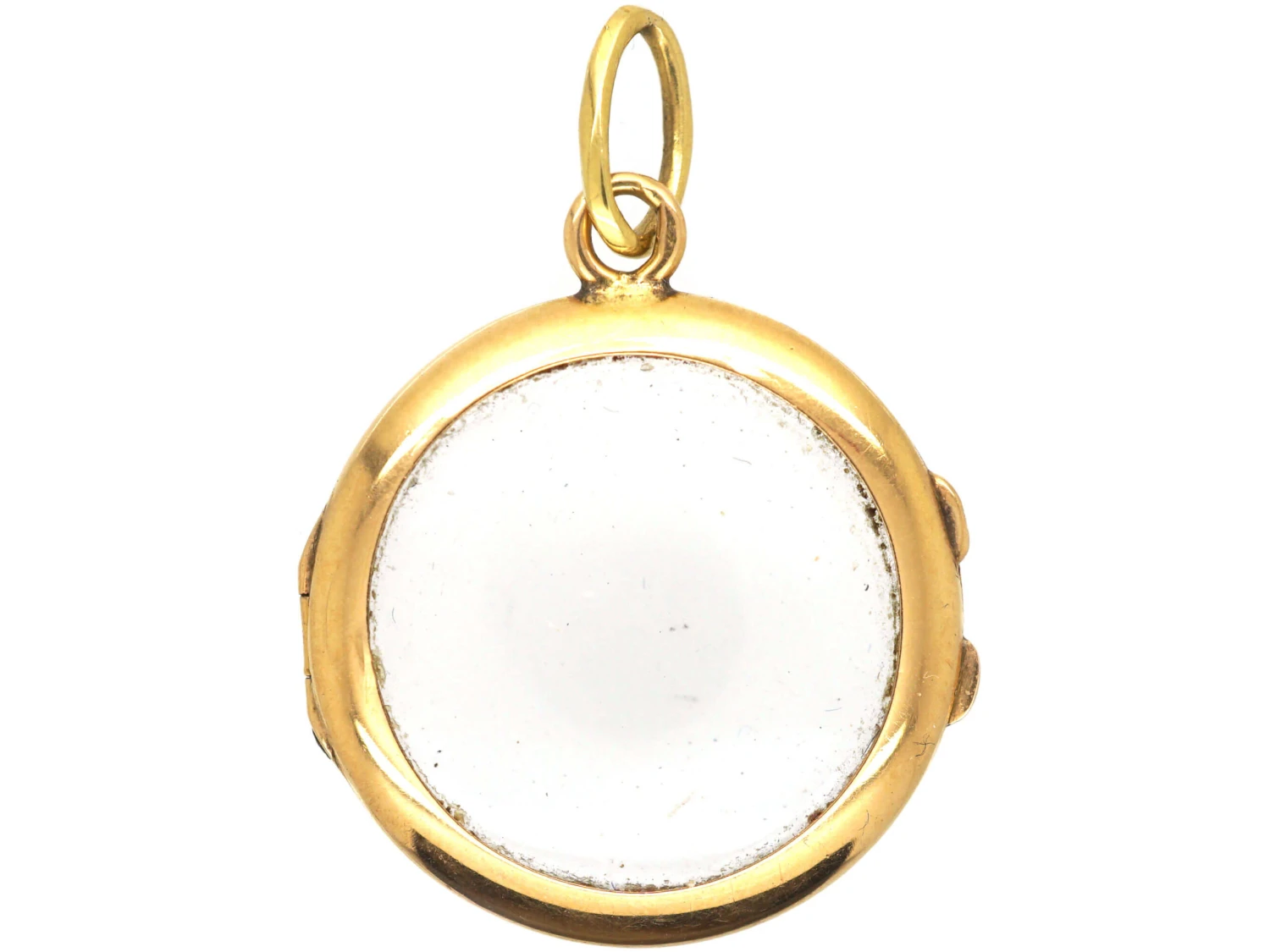 French 18ct Gold Round Double Sided Crystal Locket 3 French 18ct Gold Round Double Sided Crystal Locket