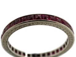 Art Deco 18ct White Gold French Cut Ruby Eternity Ring -Antique Jewellery Company DSC06331