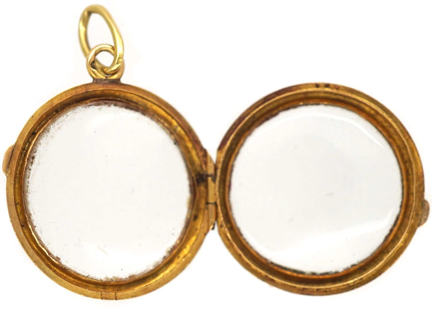 French 18ct Gold Round Double Sided Crystal Locket 4 French 18ct Gold Round Double Sided Crystal Locket - Image 2