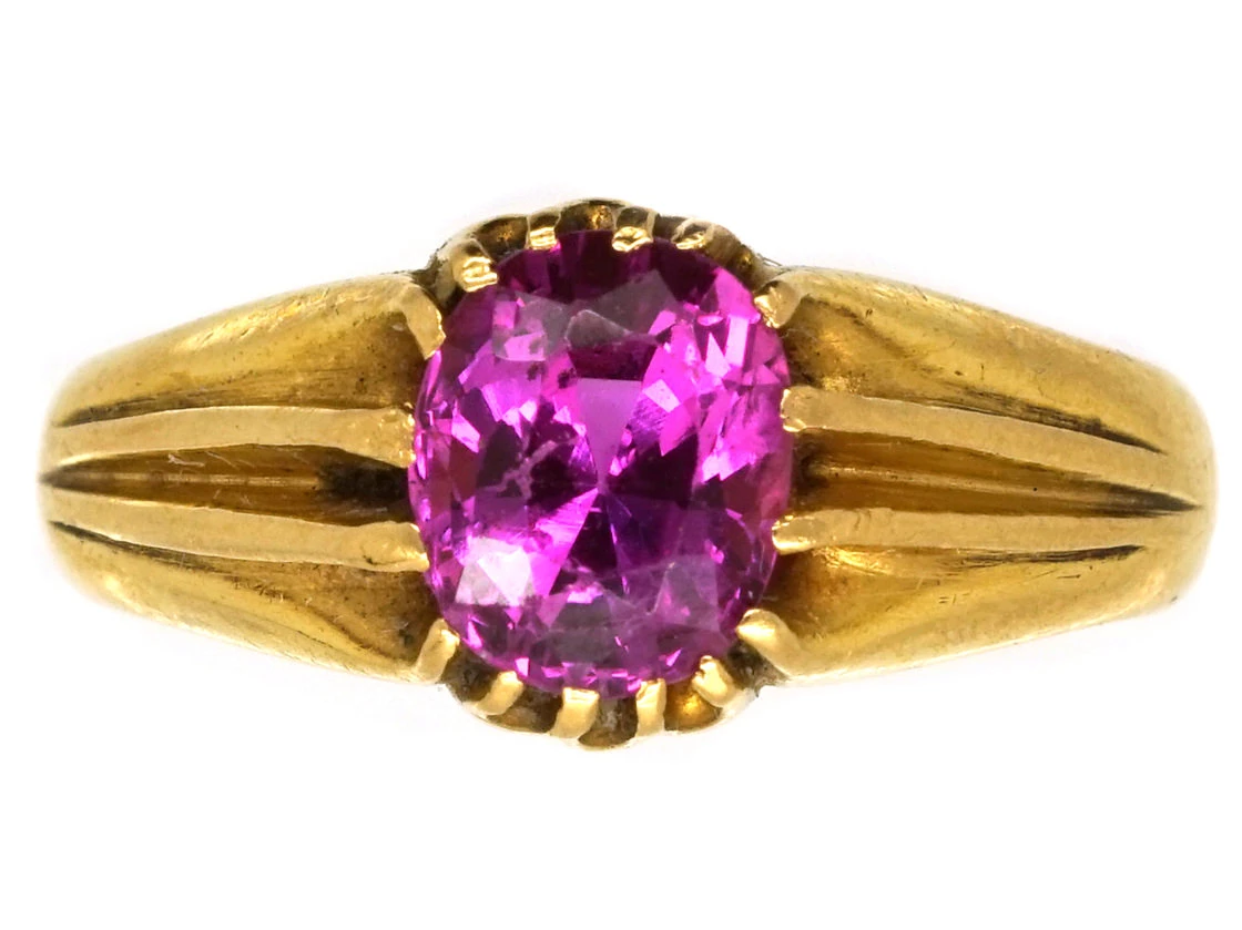 Victorian 18ct Gold & Pink Sapphire Ring 3 Victorian 18ct Gold & Pink Sapphire Ring