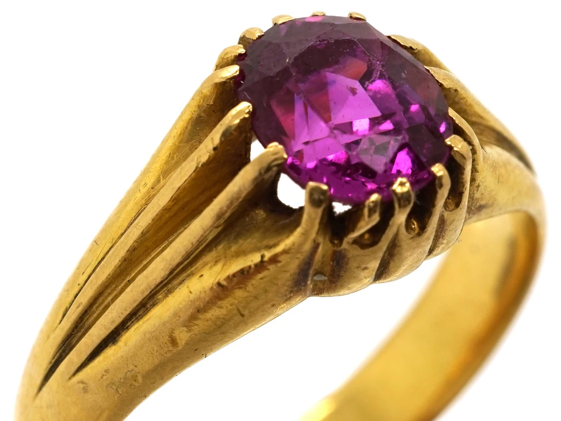 Victorian 18ct Gold & Pink Sapphire Ring 7 Victorian 18ct Gold & Pink Sapphire Ring - Image 5