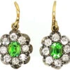 Edwardian 18ct Gold & Silver Cluster Earrings Set With Green Garnets & Diamonds -Antique Jewellery Company DSC06362 copy