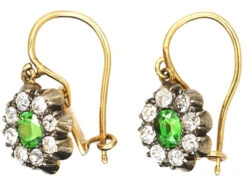 Edwardian 18ct Gold & Silver Cluster Earrings Set With Green Garnets & Diamonds -Antique Jewellery Company DSC06368 copy