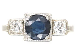 Art Deco Sapphire & Diamond Three Stone Ring