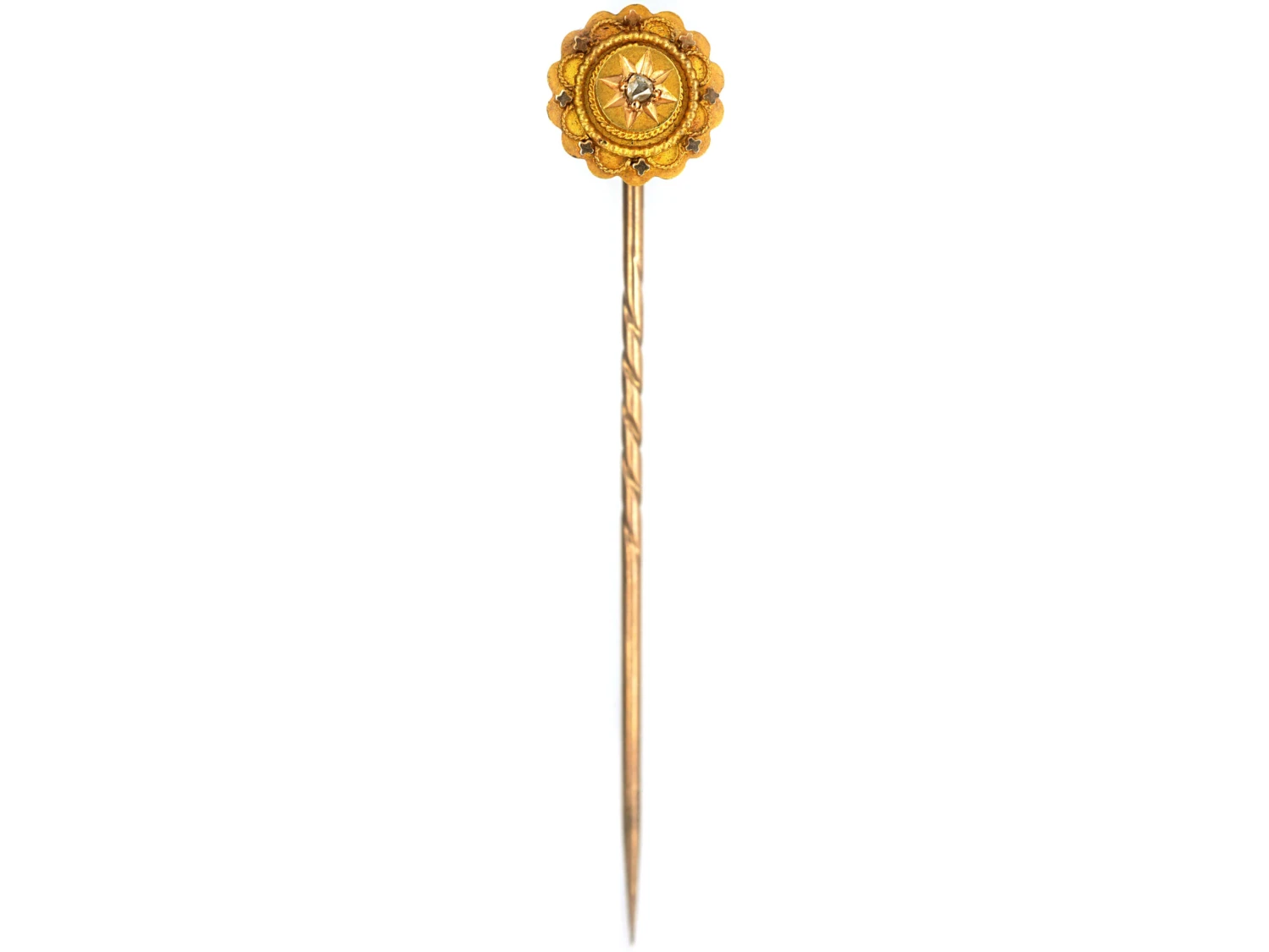 Victorian 15ct Gold Tie Pin Set With A Rose Diamond 4 Victorian 15ct Gold Tie Pin Set With A Rose Diamond - Image 2