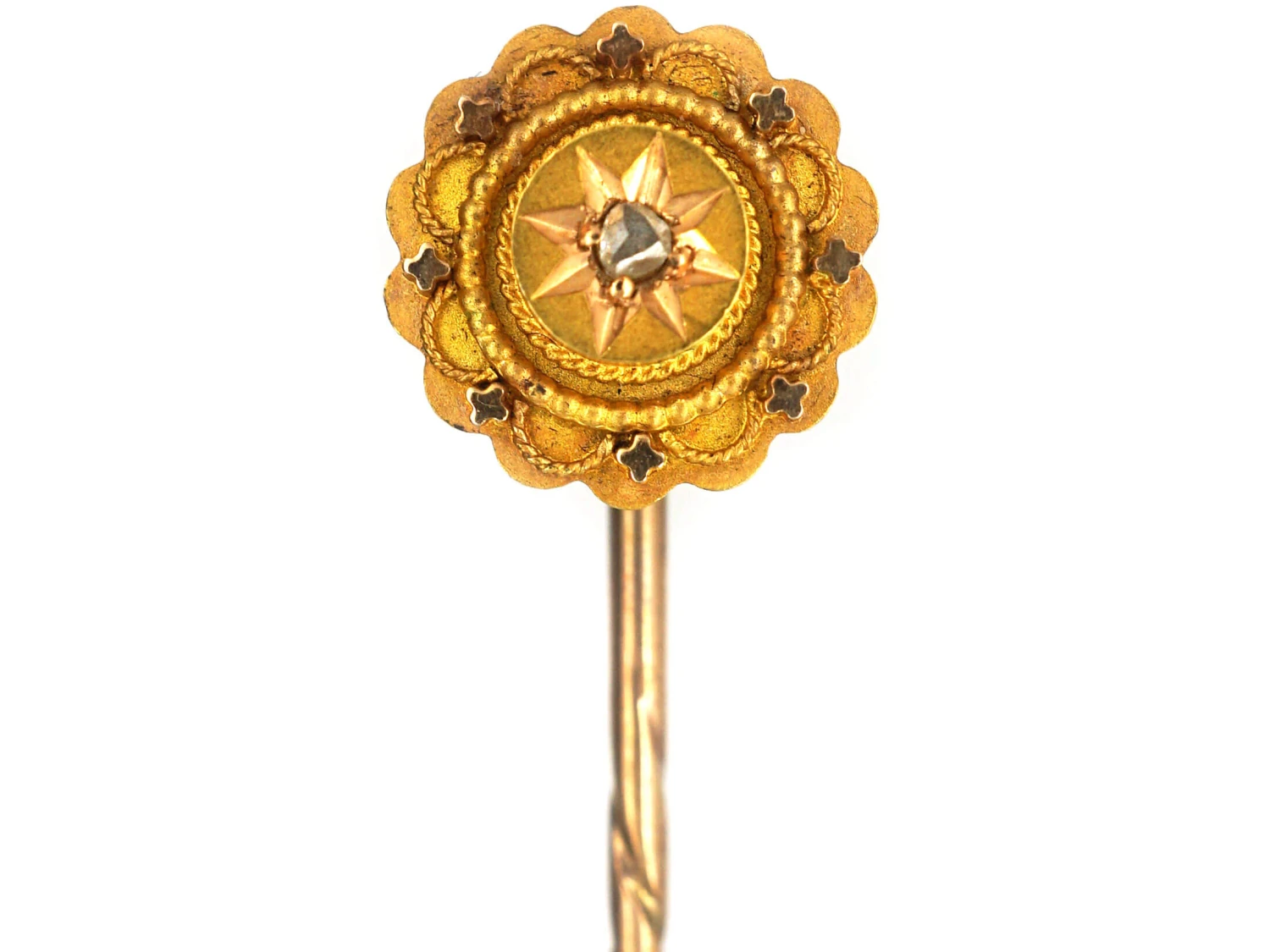 Victorian 15ct Gold Tie Pin Set With A Rose Diamond 3 Victorian 15ct Gold Tie Pin Set With A Rose Diamond