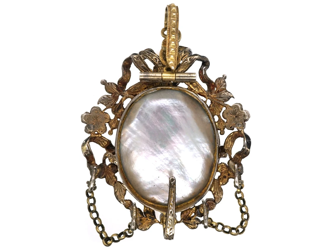 Austro-Hungarian Silver, Emerald, Pearl & Garnet Pendant With Enamelled Miniature 6 Austro-Hungarian Silver, Emerald, Pearl & Garnet Pendant With Enamelled Miniature - Image 4