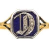 Edwardian 18ct Gold, Platinum, Blue Enamel & Rose Diamond Ring With Initial D 2 Edwardian 18ct Gold, Platinum, Blue Enamel & Rose Diamond Ring With Initial D -Antique Jewellery Company DSC06429