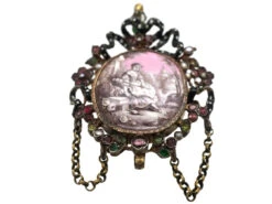 Austro-Hungarian Silver, Emerald, Pearl & Garnet Pendant With Enamelled Miniature 8 Austro-Hungarian Silver, Emerald, Pearl & Garnet Pendant With Enamelled Miniature -Antique Jewellery Company DSC06435