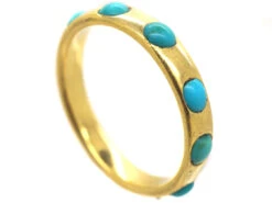 Victorian 18ct Gold & Turquoise Forget Me Not Eternity Ring -Antique Jewellery Company DSC06469