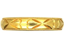 18ct Gold Wedding Ring With Hearts Motif