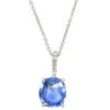 Ceylon Sapphire & Diamond Pendant On 18ct White Gold Chain 1 Ceylon Sapphire & Diamond Pendant On 18ct White Gold Chain -Antique Jewellery Company DSC06485