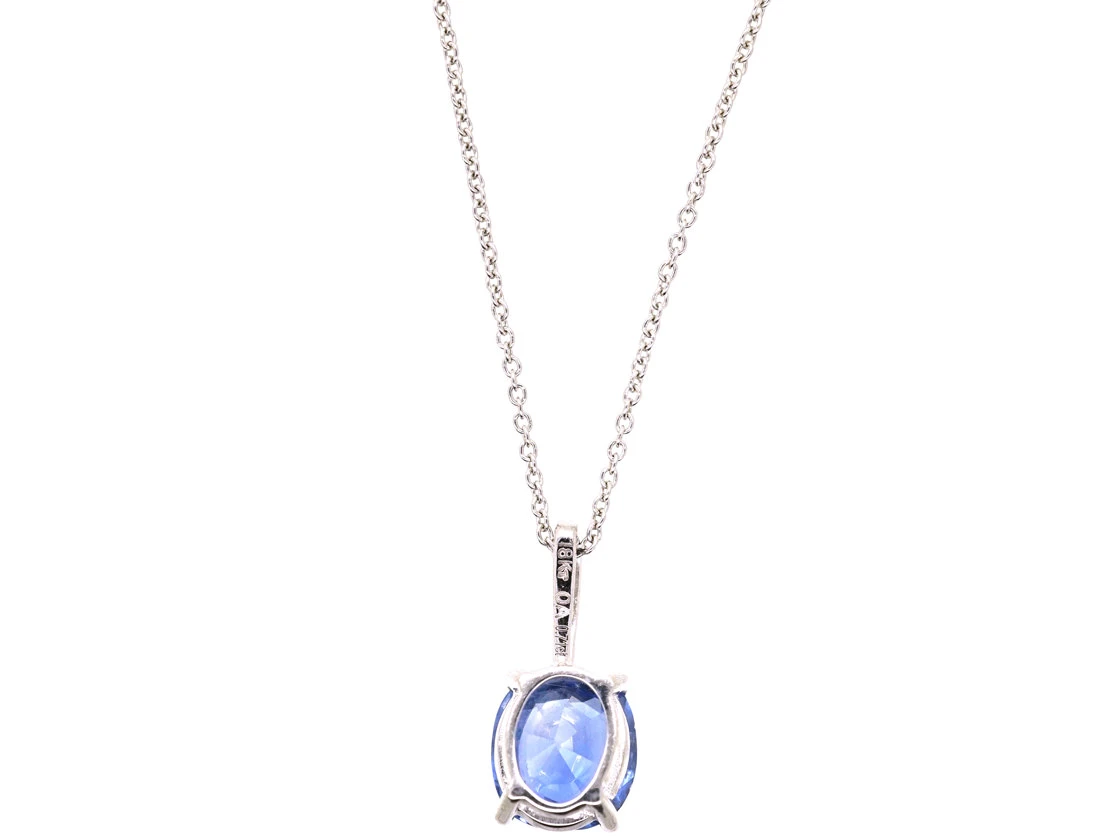 Ceylon Sapphire & Diamond Pendant On 18ct White Gold Chain 4 Ceylon Sapphire & Diamond Pendant On 18ct White Gold Chain - Image 2