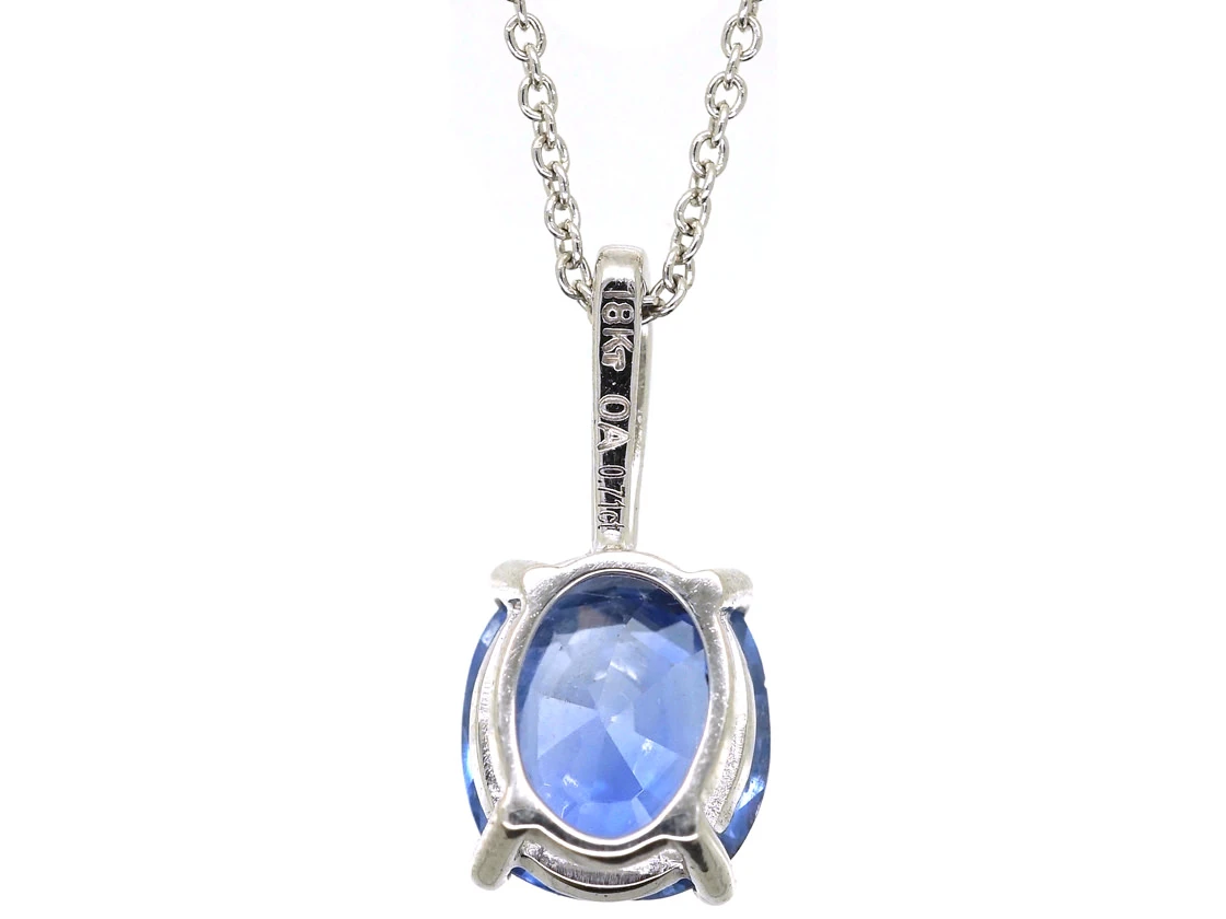 Ceylon Sapphire & Diamond Pendant On 18ct White Gold Chain 8 Ceylon Sapphire & Diamond Pendant On 18ct White Gold Chain - Image 6