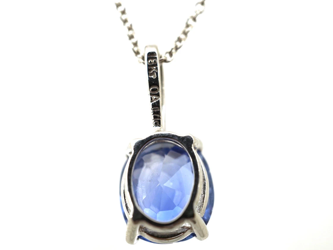 Ceylon Sapphire & Diamond Pendant On 18ct White Gold Chain 6 Ceylon Sapphire & Diamond Pendant On 18ct White Gold Chain - Image 4