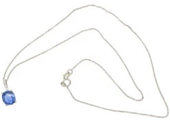 Ceylon Sapphire & Diamond Pendant On 18ct White Gold Chain 12 Ceylon Sapphire & Diamond Pendant On 18ct White Gold Chain -Antique Jewellery Company DSC06499