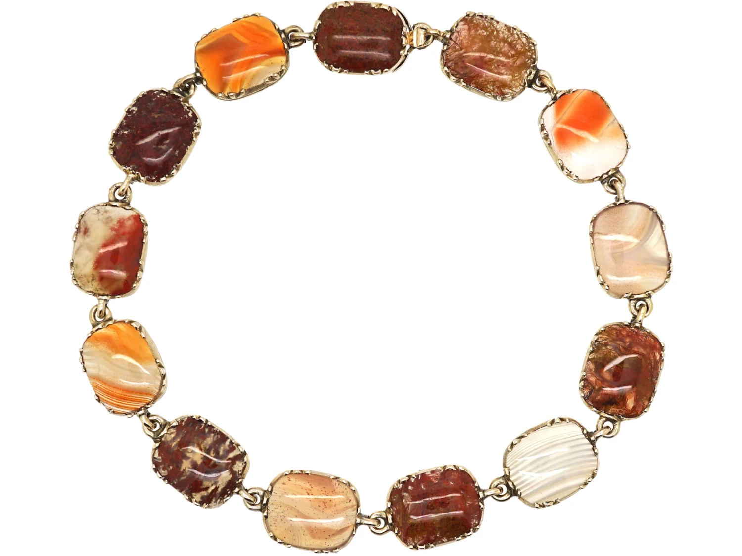 Georgian 9ct Gold Bracelet Set With Different Coloured Agates 3 Georgian 9ct Gold Bracelet Set With Different Coloured Agates