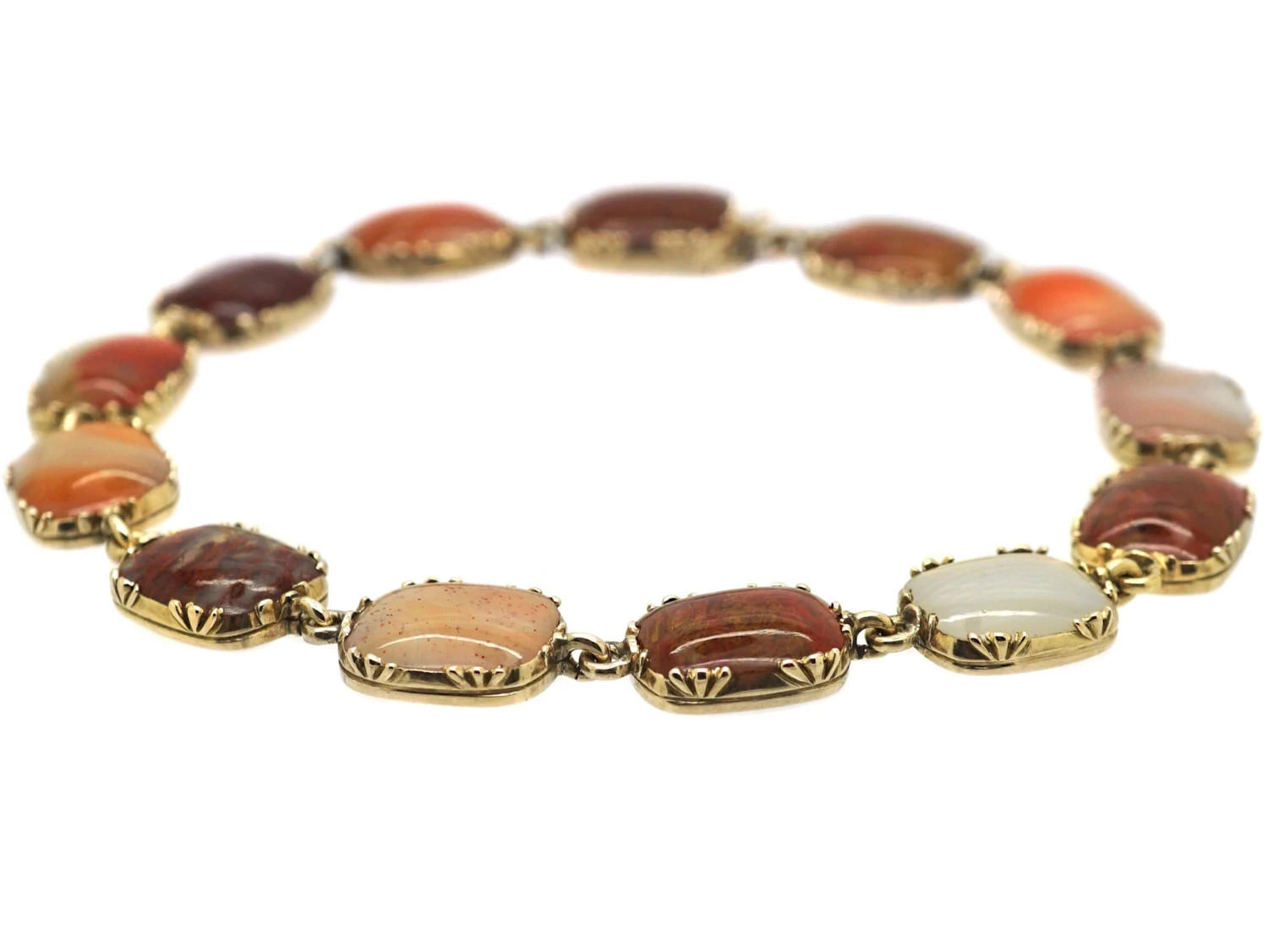 Georgian 9ct Gold Bracelet Set With Different Coloured Agates 4 Georgian 9ct Gold Bracelet Set With Different Coloured Agates - Image 2