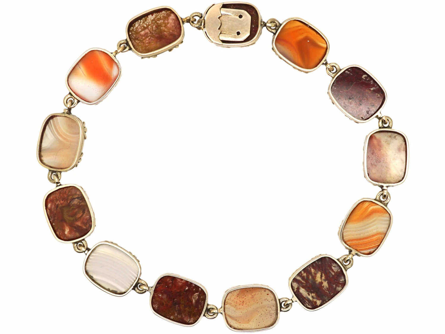 Georgian 9ct Gold Bracelet Set With Different Coloured Agates 5 Georgian 9ct Gold Bracelet Set With Different Coloured Agates - Image 3