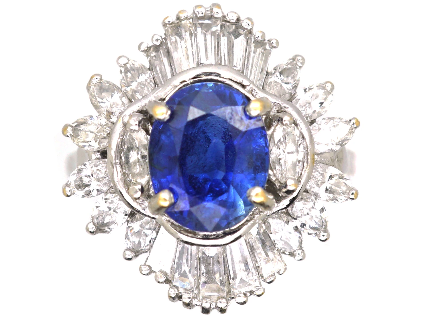 18ct White Gold, Sapphire & Diamond Cluster Ring 3 18ct White Gold, Sapphire & Diamond Cluster Ring