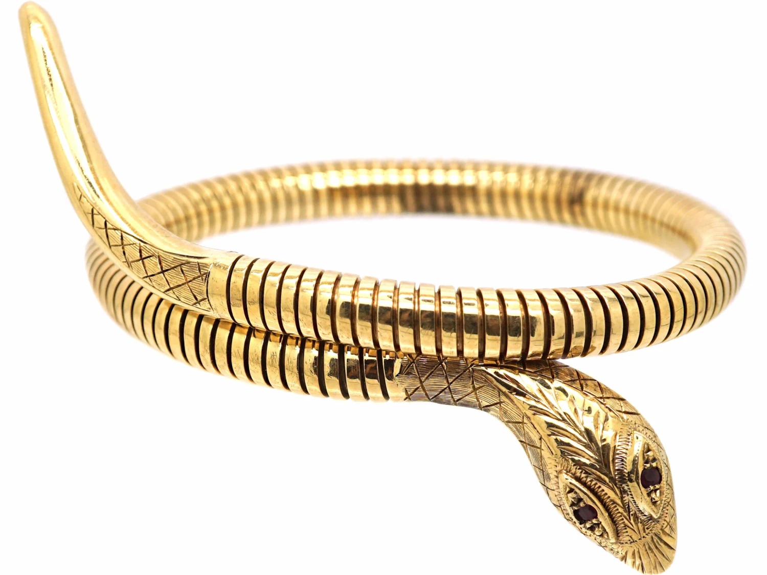 1960’s 9ct Gold Snake Bangle With Ruby Eyes 6 1960’s 9ct Gold Snake Bangle With Ruby Eyes - Image 4
