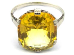 Art Deco Yellow Sapphire & White Gold Ring 13 Art Deco Yellow Sapphire & White Gold Ring -Antique Jewellery Company DSC06540