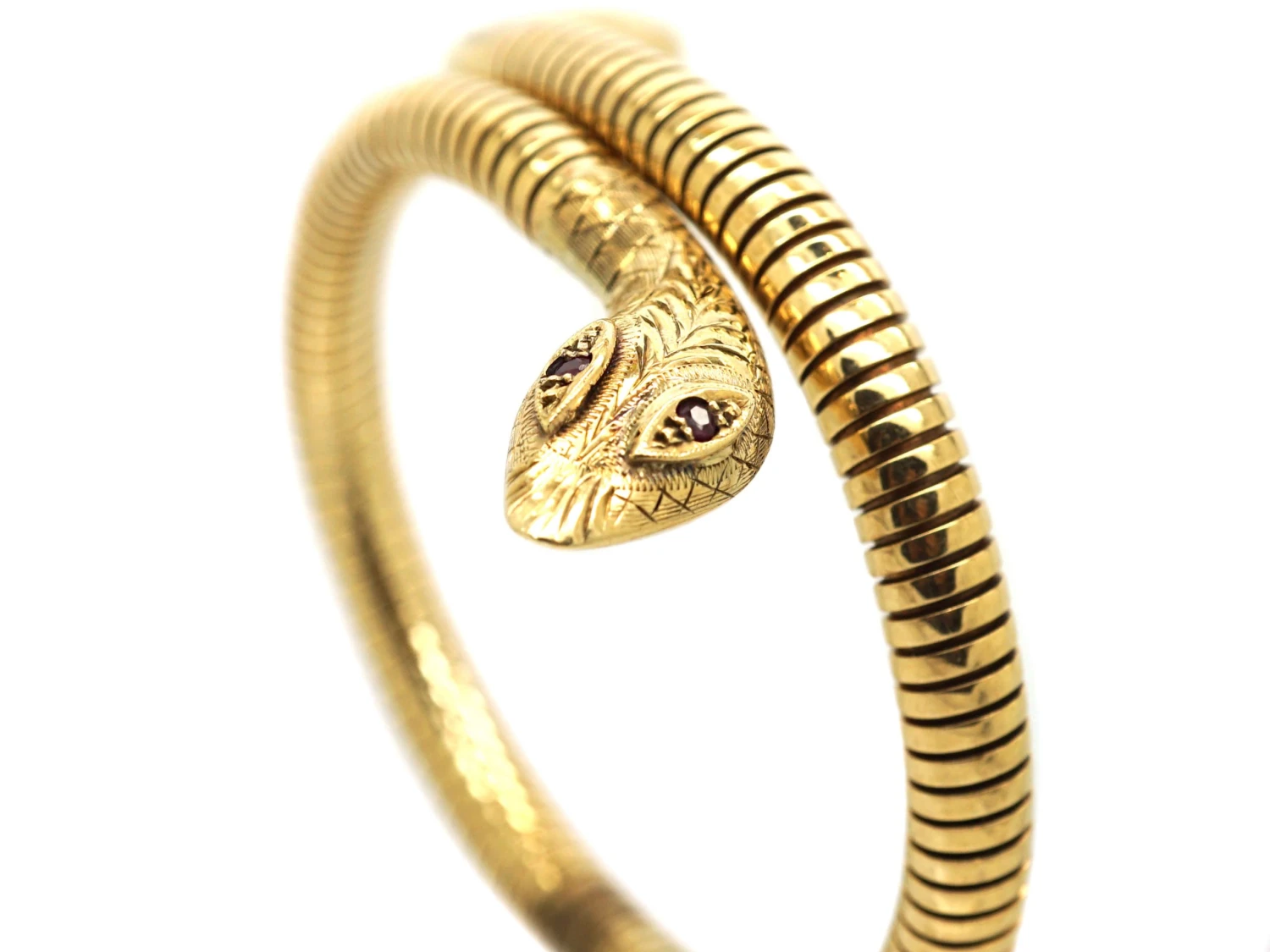 1960’s 9ct Gold Snake Bangle With Ruby Eyes 4 1960’s 9ct Gold Snake Bangle With Ruby Eyes - Image 2