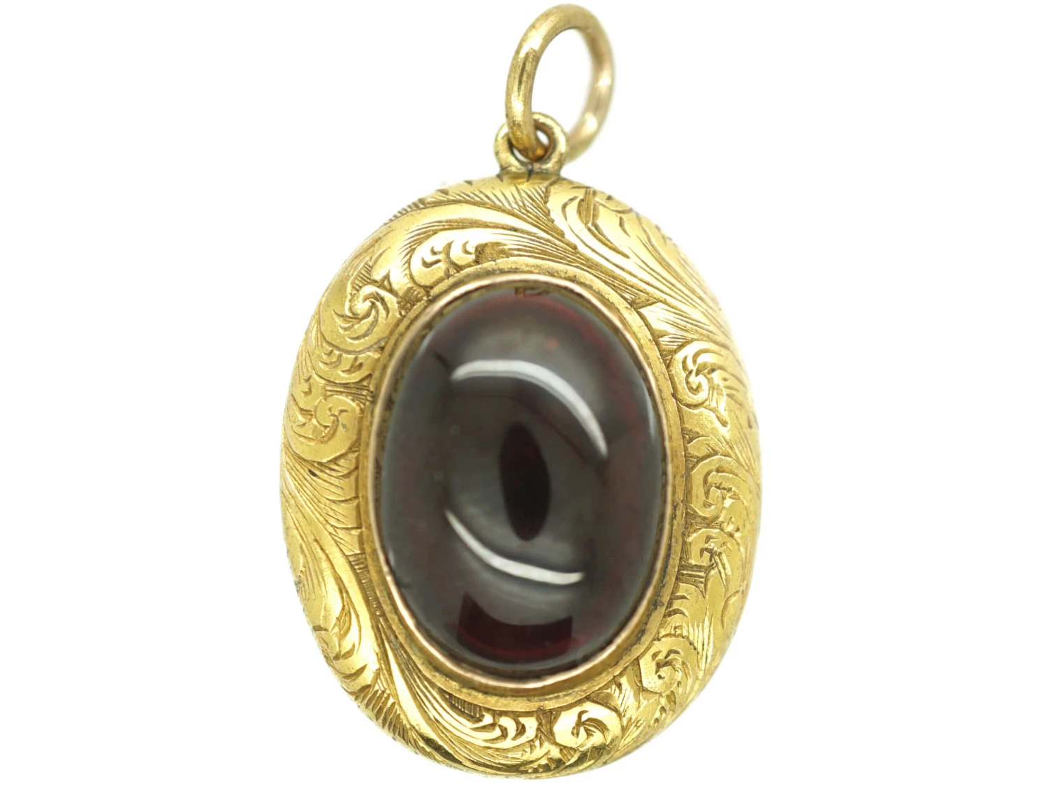 Victorian 15ct Gold Cabochon Garnet Locket Back Pendant 3 Victorian 15ct Gold Cabochon Garnet Locket Back Pendant